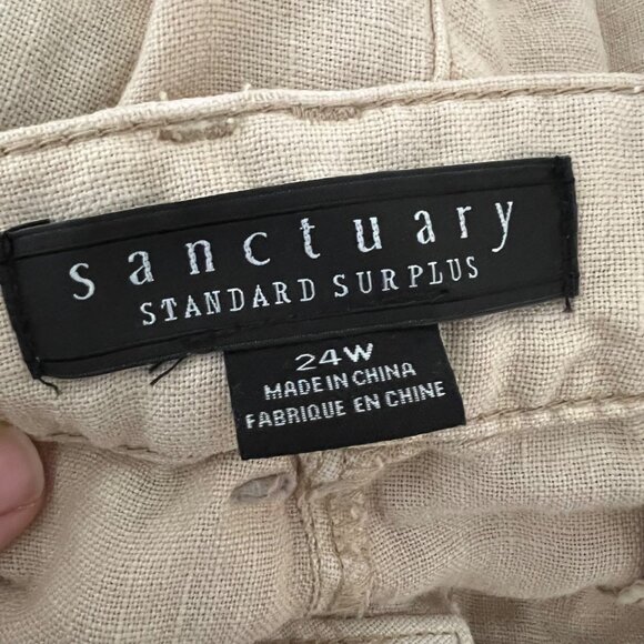 Sanctuary Standard Surplus 100% Linen Shorts Plus Size 24W Beige Khaki NWT - Picture 2 of 7